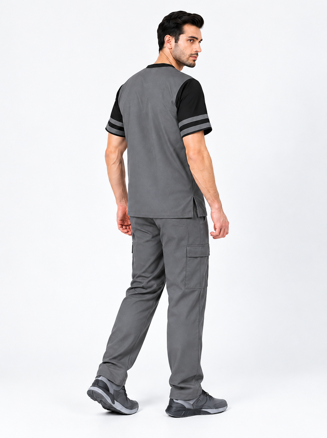 MENS CLASSIC MEDICAL SCRUB NURSING UNIFORM CONTRAST - Image 6