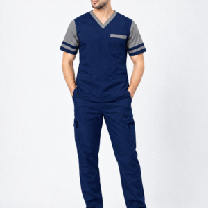 MENS CLASSIC MEDICAL SCRUB NURSING UNIFORM CONTRAST